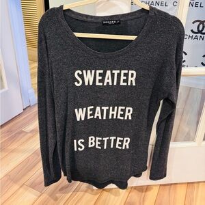 Signorelli Women's Dark Gray Sweater with White Text